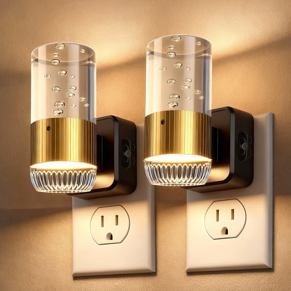 URLIGHTS LED Night Light Plug into Wall with Dusk to Dawn Sensor,0-100LM Brightness Acrylic Nightlight with 3 Adjustable Color(3000K/4500K/6000K),110V-240V Swivel Outlet for Any Direction,2 Pack