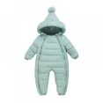 thumbnail image 1 of URMAGIC 0-12M Baby Girls Boy Snowsuit Romper, Warm Newborn Hooded Puffer Windproof Jumpsuit for Winter Autumn, 1 of 3