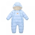 thumbnail image 1 of URMAGIC 0-12M Baby Girls Boy Snowsuit Romper, Warm Newborn Hooded Puffer Windproof Jumpsuit for Winter Autumn, 1 of 3