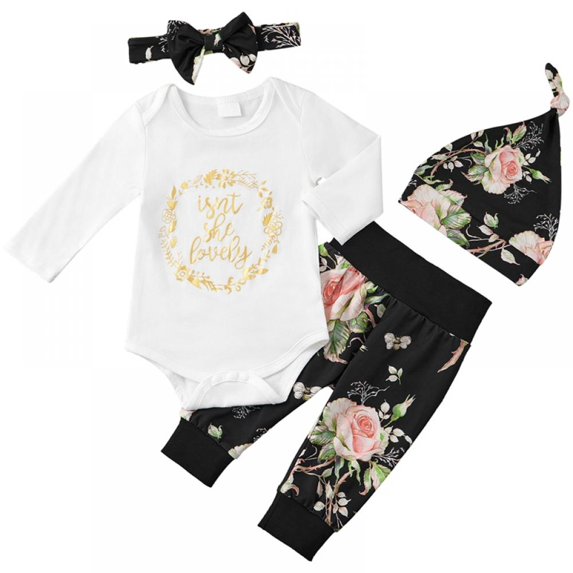 URMAGIC 0-12M Newborn Baby Girl Clothes Outfits Infant Long Sleeve Romper Floral Pant Cute Toddler Baby Girl Clothes Set