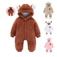 thumbnail image 1 of URMAGIC 0-18 Months Baby Boy Girl Fall And Winter Bodysuit Clothes Toddler Kids Fleece Hooded Romper Outerwear Cartoon Bear Print Snowsuit Thicken Warm Jacket, 1 of 8