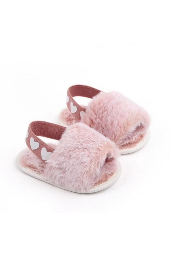 0-18M Infant Baby Girls Winter Warm Slipper Fuzzy Soft Crib Elastic Band Prewalker Shoes
