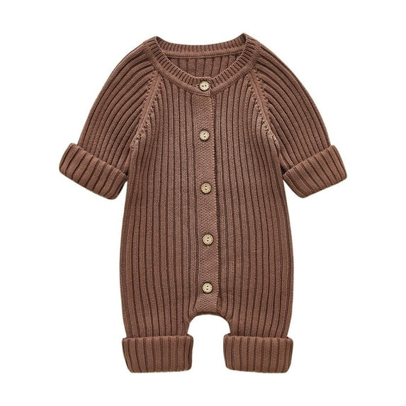 URMAGIC 0-24M Baby Boy Girl Cotton Knitted Bodysuit Toddler Long Sleeve Sweater Romper Infant Fall Winter Warm Outfits Clothes