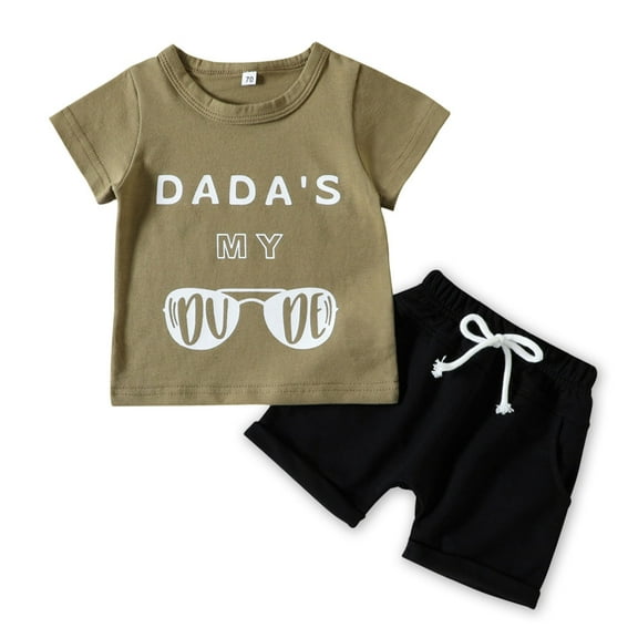 URMAGIC 0-3T Baby Boys Short Sleeve T-shirt+Shorts Summer Cotton Letter Print Outfits