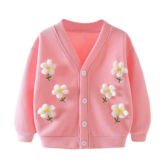 URMAGIC 1-4T Baby Girls Pom Pom Flower Cotton Knit Cardigan Coat Sweater