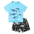 thumbnail image 1 of URMAGIC 1-5T Toddler Baby Boys Short Sleeve Rash Guard Trunks Two Pieces Swimsuits Cartoon Swimwear, 1 of 5