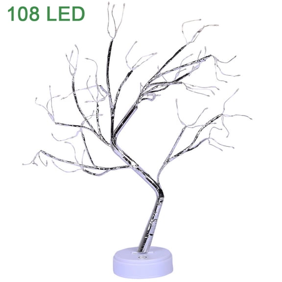 URMAGIC 108 LEDs Bonsai Tree Light Flexible Bendable Silver Copper Wire Table Tree Lamp Twinkle Fairy Light USB Plug Battery Operated Night Light Desk Lamp for Home Decor,Warm White