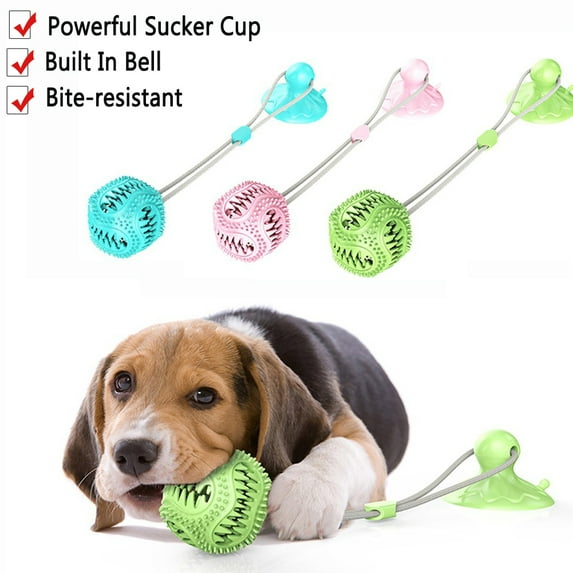 URMAGIC 1PC Dog TPR Chew Ball Toys Interactive Powerful Sucker Cup Rope Toy Built in Bell,Pet Puppy Molar Bite Resistant Teeth Clean Toy