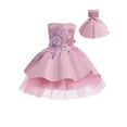 thumbnail image 1 of URMAGIC 2-10T Girls Sleeveless 3D Flower Embroidery Princess Pageant Dresses Kids Ruffles Lace A Line Wedding Party Evening Formal Pageant Dance Gown, 1 of 9