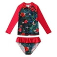 thumbnail image 1 of URMAGIC 2-10T Kids Girl Floral Two Piece Long Sleeve Rash Guard Ruffles Bikini Swimsuit, 1 of 8