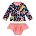 thumbnail image 1 of URMAGIC 2-10T Kids Girl Floral Two Piece Long Sleeve Rash Guard Ruffles Bikini Swimsuit, 1 of 2
