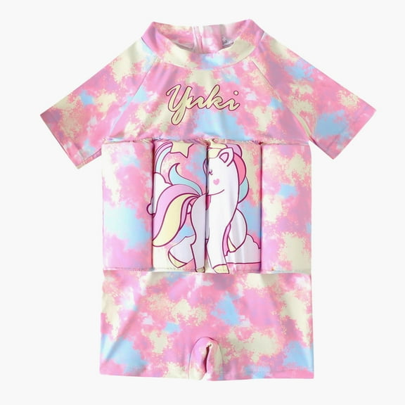 URMAGIC 2-6T Kids Girls One Piece Floatation Swimsuit Adjustable Buoyancy Float Suit Swimwear/Pink Unicorn