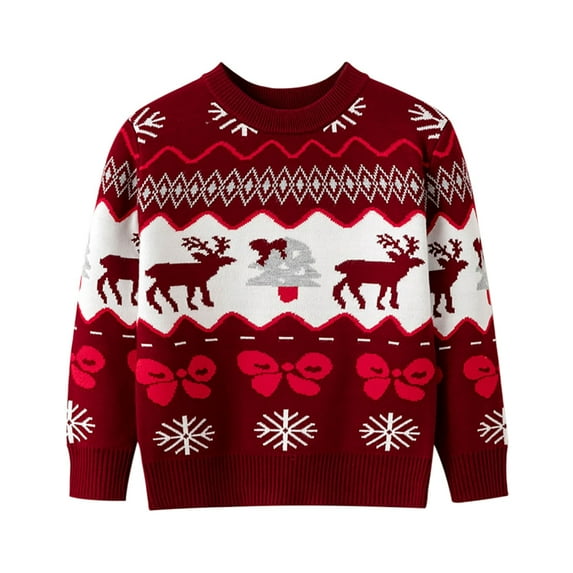 URMAGIC 2-7T Kid Boy Girl Christmas Classic Reindeer Sweater Warm Knit Pullover