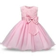 thumbnail image 1 of URMAGIC 2-9Y Child Girls Sleeveless Shinning Sequins Princess Dress Oversized Bow Lace Flower Wedding Party Dresses, 1 of 1