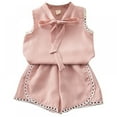 thumbnail image 1 of URMAGIC 2Pcs/Set Toddler Kids Baby Girl Sleeveless Bow T-Shirt Top Shorts Outfits 1-9T, 1 of 3