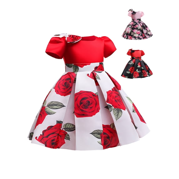 URMAGIC 3-10 Years Little Girls' Short Sleeve Flower Vintage Holiday Princess Dress Kids A Line Wedding Party Evening Formal Pageant Gown