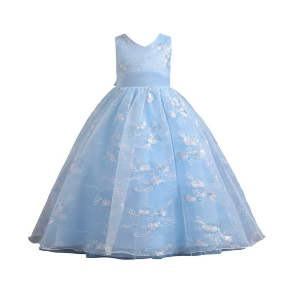 URMAGIC 3-13T Girls Sleeveless Floral Bridesmaid Wedding Maxi Dress Kids Princess Pageant Lace Prom Ball Gown Dresses