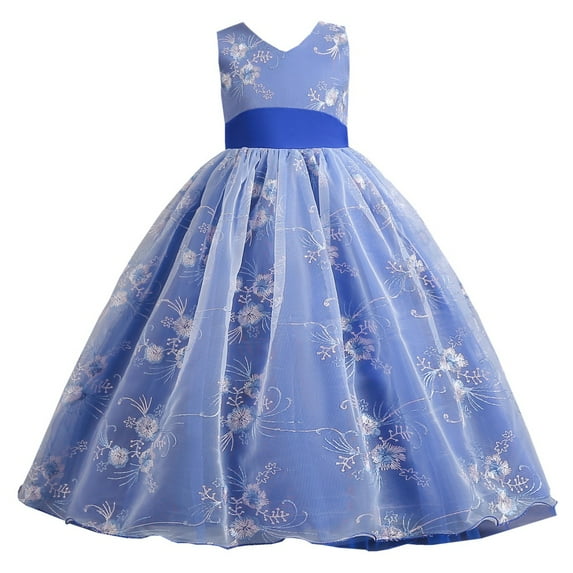 URMAGIC 3-13T Girls Sleeveless Floral Bridesmaid Wedding Maxi Dress Kids Princess Pageant Lace Prom Ball Gown Dresses