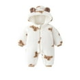thumbnail image 1 of URMAGIC 3-24 Months Baby Boy Girl Fall And Winter Bodysuit Toddler Kids Fleece Hooded Romper Outerwear Cartoon Bear Print Snowsuit Thicken Warm Jumpsuit, 1 of 3