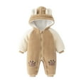 thumbnail image 1 of URMAGIC 3-24 Months Baby Boy Girl Fall And Winter Snowsuit Toddler Kids Fleece Hooded Romper Outerwear Cartoon Bear Print Bodysuit Thicken Warm Jumpsui, 1 of 1