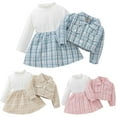 thumbnail image 1 of URMAGIC 3-24M Girls Dress, Autumn Winter Toddler Plaid Dress Set Baby Girls Coat Tops+Skirt Set, 1 of 14