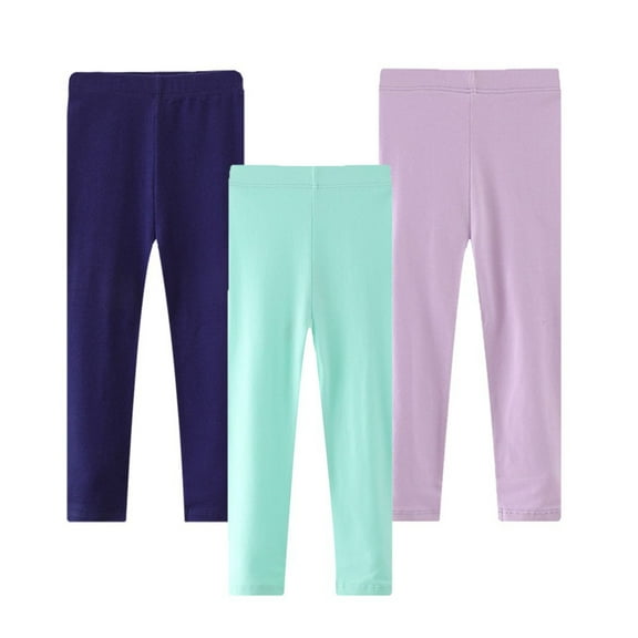 URMAGIC 3 Pack 2-7 Years Toddler Girls Basic Solid Cotton Legging Kids Stretch Leggings