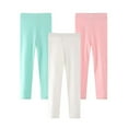 thumbnail image 1 of URMAGIC 3 Pack 2-7 Years Toddler Girls Basic Solid Cotton Legging Kids Stretch Leggings, 1 of 7