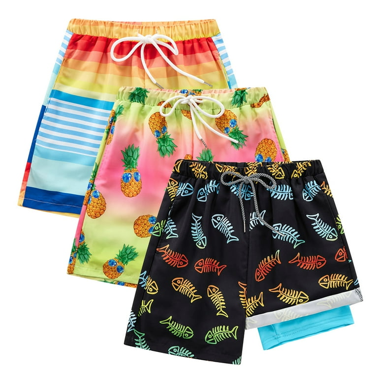 URMAGIC Pack Boys Swim Trunks with Boxer Brief Liner Compression