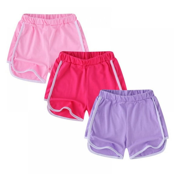 URMAGIC 3 Packs Girls Boys Running Shorts Quick Dry Kids Athletic Shorts Active Shorts Workout Dolphin Shorts 2-11 Years