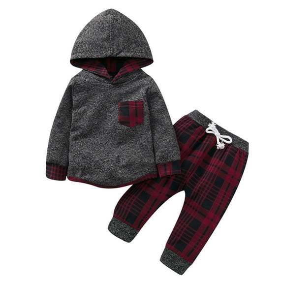 URMAGIC 3M-3T Baby Boy Sweatshirt Set Toddler Infant 2Pcs Long Sleeve Pullover Hooded Sweatshirt+Pants Outfits