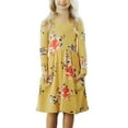 thumbnail image 1 of URMAGIC 4-13T Girls Long Sleeve Floral Pleated Swing Dresses Crewneck Casual Boho A-Line Maxi Party Dress with Pocket, 1 of 10
