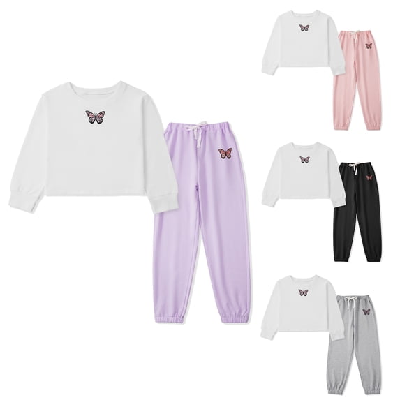 URMAGIC 6-13T Girls Clothes Sweatsuits Tracksuits Cute Pullover Sweatshirts Jogger Sweatpants Pant Sets Outfits