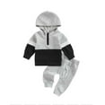 thumbnail image 1 of URMAGIC 6M-5T Kid Toddler Boy Outfits Clothes Solid Cotton Long Sleeve Hoodied Sweatshirt Tops + Casual Pants Fall Winter 2pcs Set, 1 of 3