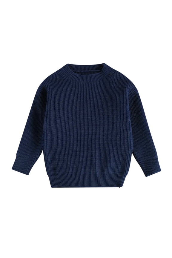 6M-5T Toddler Infant Baby Girl Boy Solid Knit Sweater Blouse Pullover Sweatshirt Warm Crewneck Long Sleeve Tops for Kids