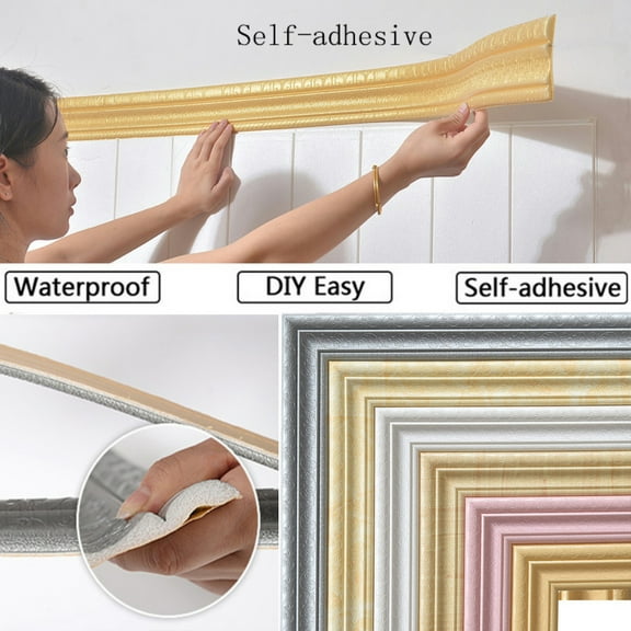 URMAGIC 7.54ft/Roll Length 3D Waterproof Wall Border Self-Adhesive Foam Sticker Tiles Sticker Peel and Stick Brick Wallpaper