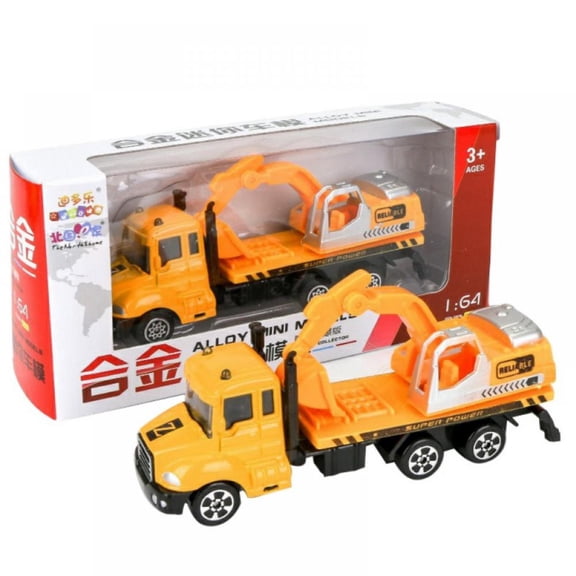 URMAGIC Alloy Construction Engineering Vehicle Toys, Excavator, Heavy Transport Vehicle, Engineering Mixer Set for Kids Boys