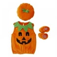 thumbnail image 1 of URMAGIC Baby Boy Girl Halloween Pumpkin Romper Bodysuit+Hat+Shoes 3PCS Outfit Costumes 0-3 Years, 1 of 12