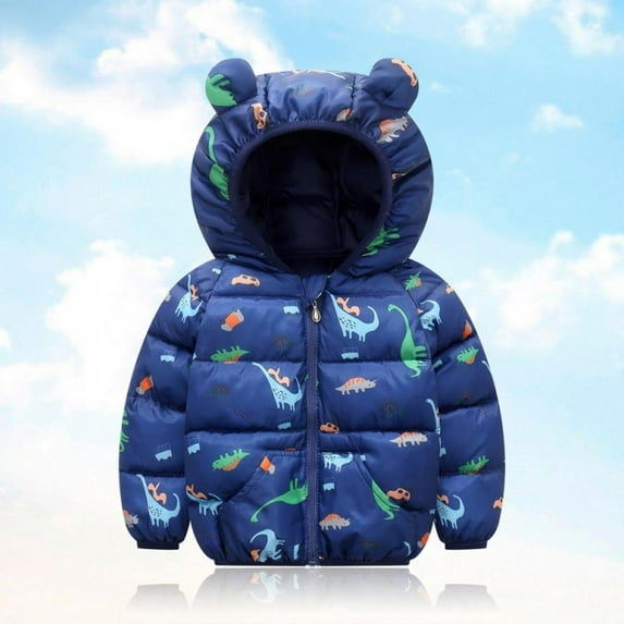 URMAGIC Baby Boy Girl Winter Jacket Down Cotton Windproof Warm Winter Coats with Cute Printed 3-4 Years