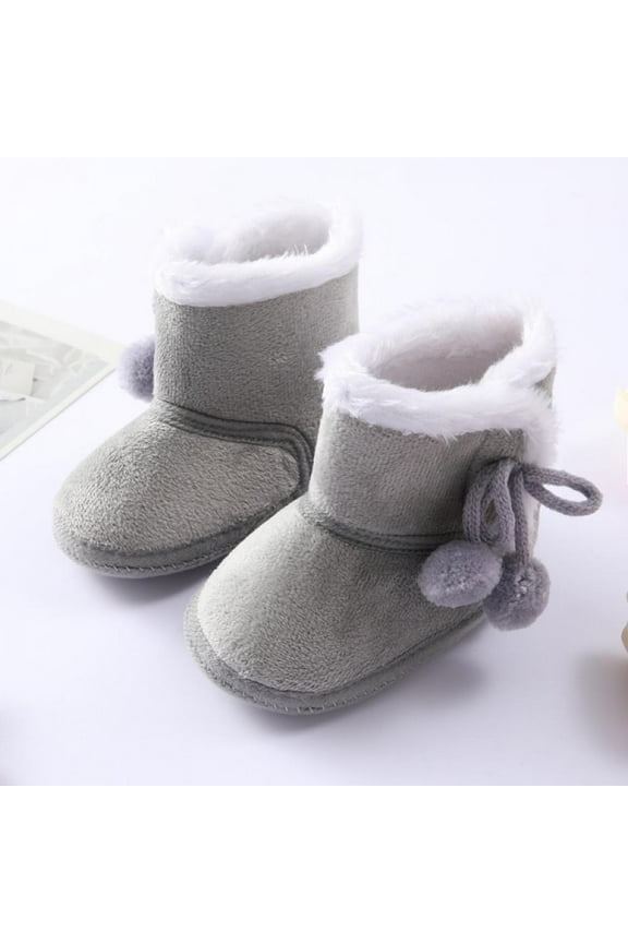 Baby Boys Girls Fleece Winter Warm Snow Boots Soft Sole Crib Shoes Booties for Newborn Infant Toddler 0-18 Months