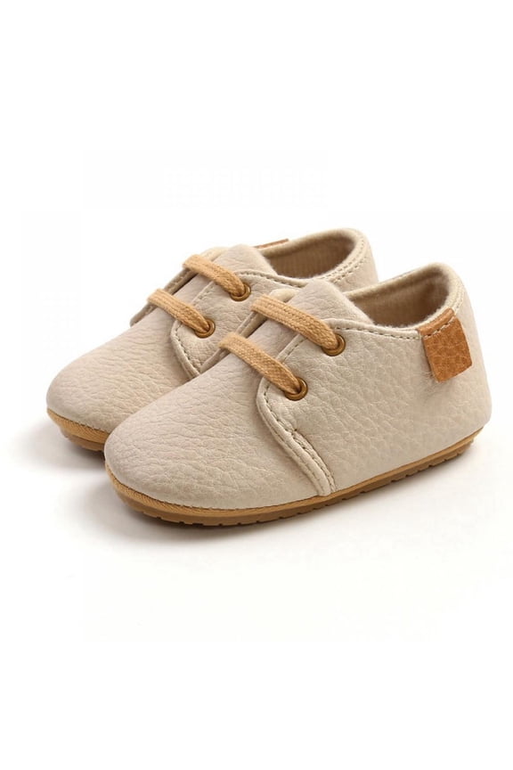 Baby Boys Girls Oxford Shoes PU Leather Soft Rubber Sole Sneakers Anti-Slip Toddler Ankle Boots Infant Walking Shoes Moccasins