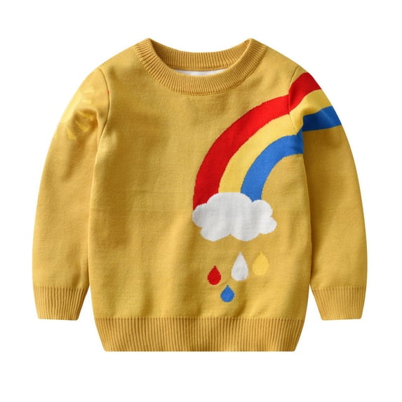 URMAGIC Baby Boys Knit Sweater Toddler Rainbow Sweatshirt Cotton Pullover Coat Winter Tops Clothes 1-6 Years