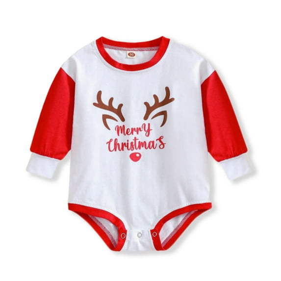 URMAGIC Baby Girl Boy Christmas Elk Long Sleeve Oversize Romper,24 Months