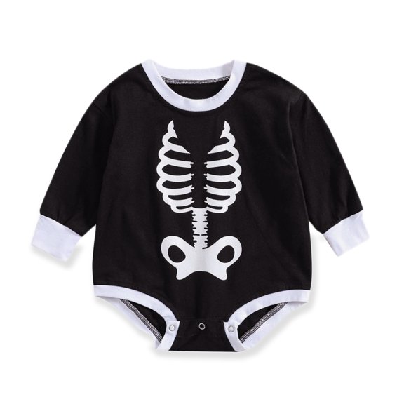 URMAGIC Baby Girl Boy Halloween Skull Long Sleeve Oversize Romper,Newborn
