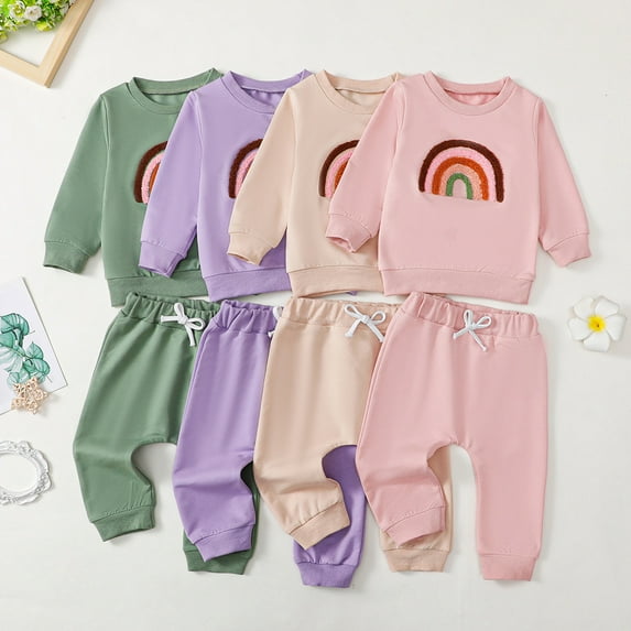 URMAGIC Baby Girl Fall Winter Outfits Crewneck Pullover Sweatshirt Pants Set Infant Girl Clothes 3 6 9 12 18 24 Months
