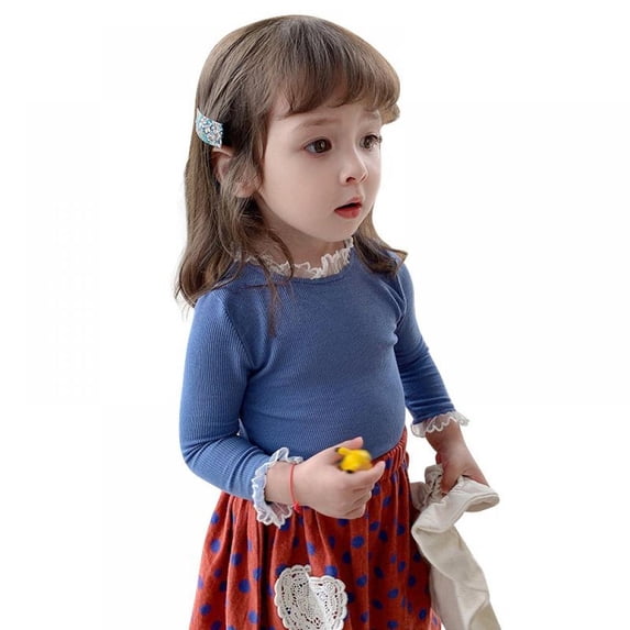 URMAGIC Baby Girl Kids Blouses Long Sleeves Solid Color Doll Collar Tops Blouse 1-7T
