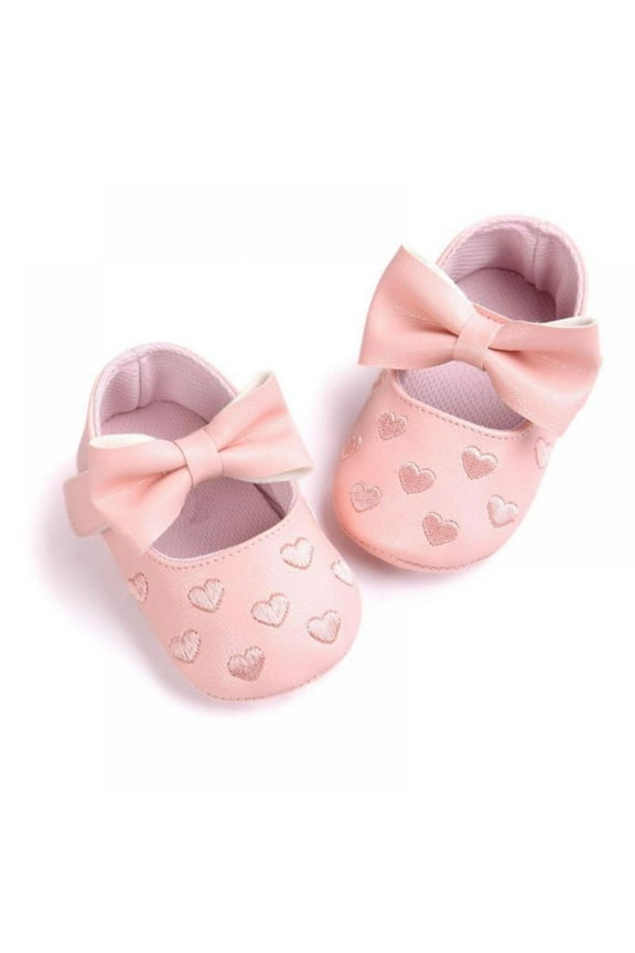 Baby Girl Shoes Mary Jane Flats with Bowknot Non-Slip Toddler First Walkers 0-18 Months