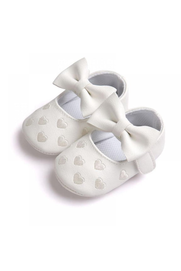 Baby Girl Shoes Mary Jane Flats with Bowknot Non-Slip Toddler First Walkers 0-18 Months