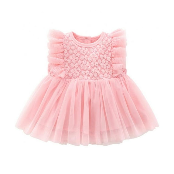 URMAGIC Baby Girl's Birthday Dress Knitted Lace Dress Party Princess Dress 9-18 Months