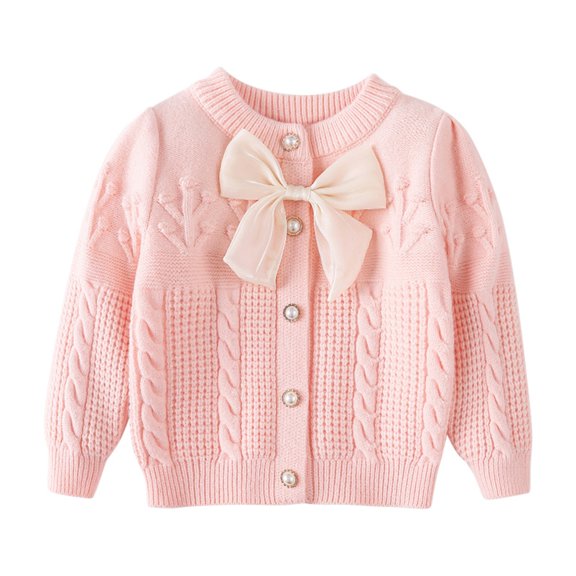 URMAGIC Baby Girls Bowknot Cardigan Long Sleeve Knit Sweaters Kids Cute Casual Loose Outerwear Coats