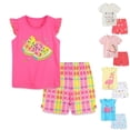 thumbnail image 1 of URMAGIC Baby Girls Little Kid Fruit Fly Sleeve T-shirts Plaid Shorts Summer 2PCS Outfits Clothes, 1 of 13